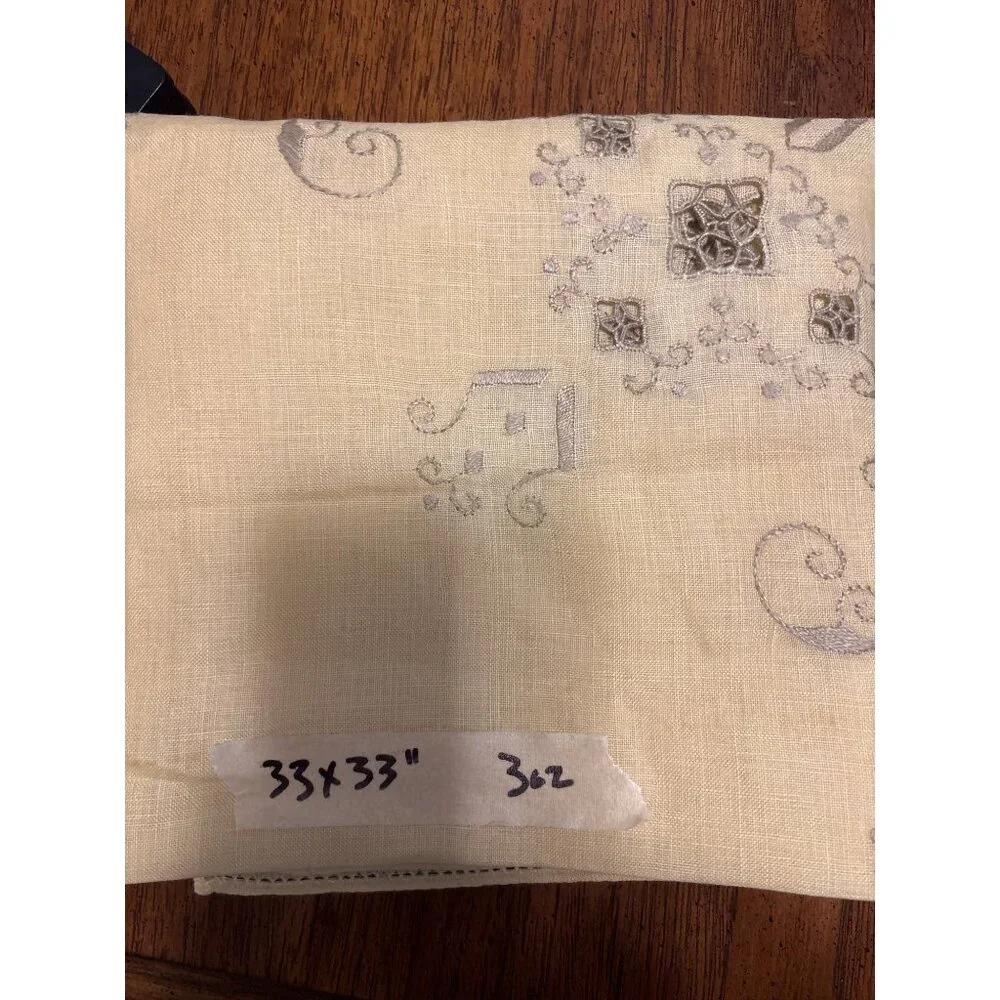 Vintage Embroidered‎ Cutwork Tablecloth 33x33